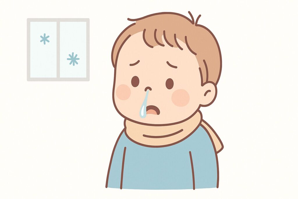 子供 鼻水を垂らしている様子