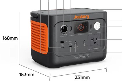 Jackeryポータブル電源240Newのサイズ