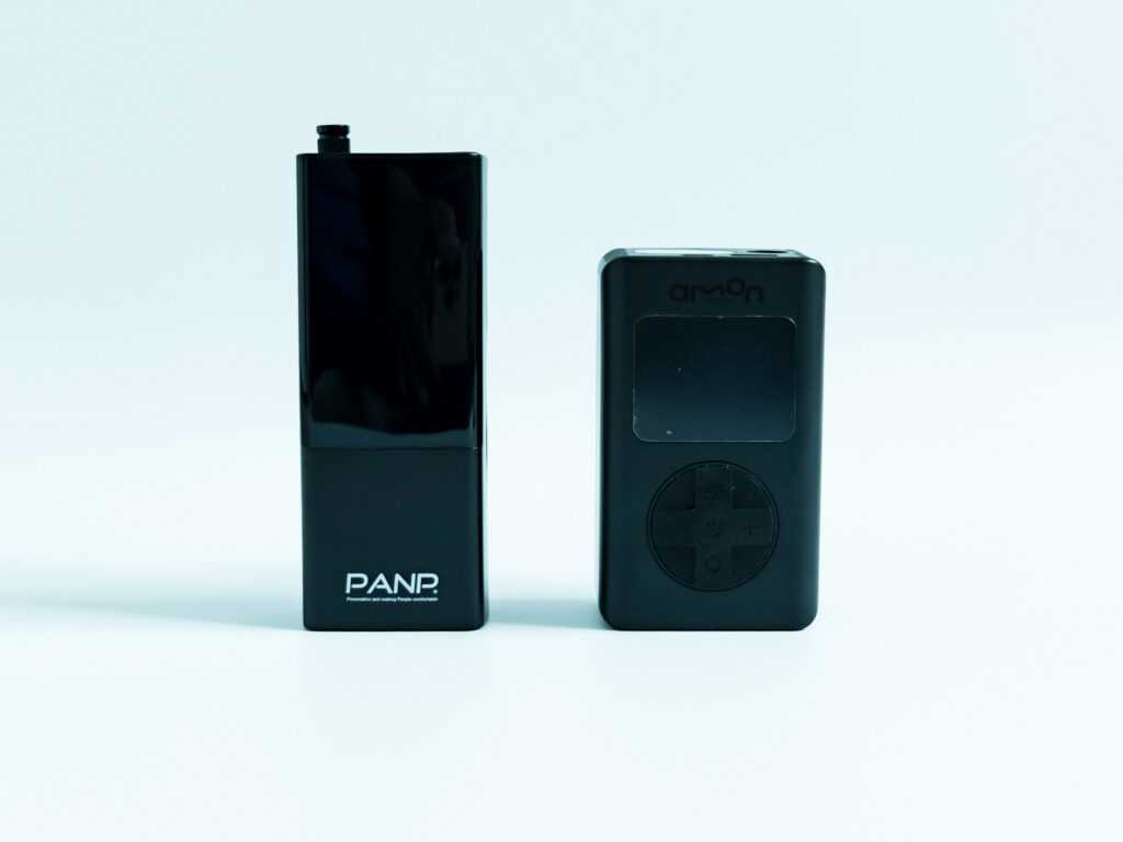 PANP RIDEとエーモン電動エアポンプの正面からの比較
