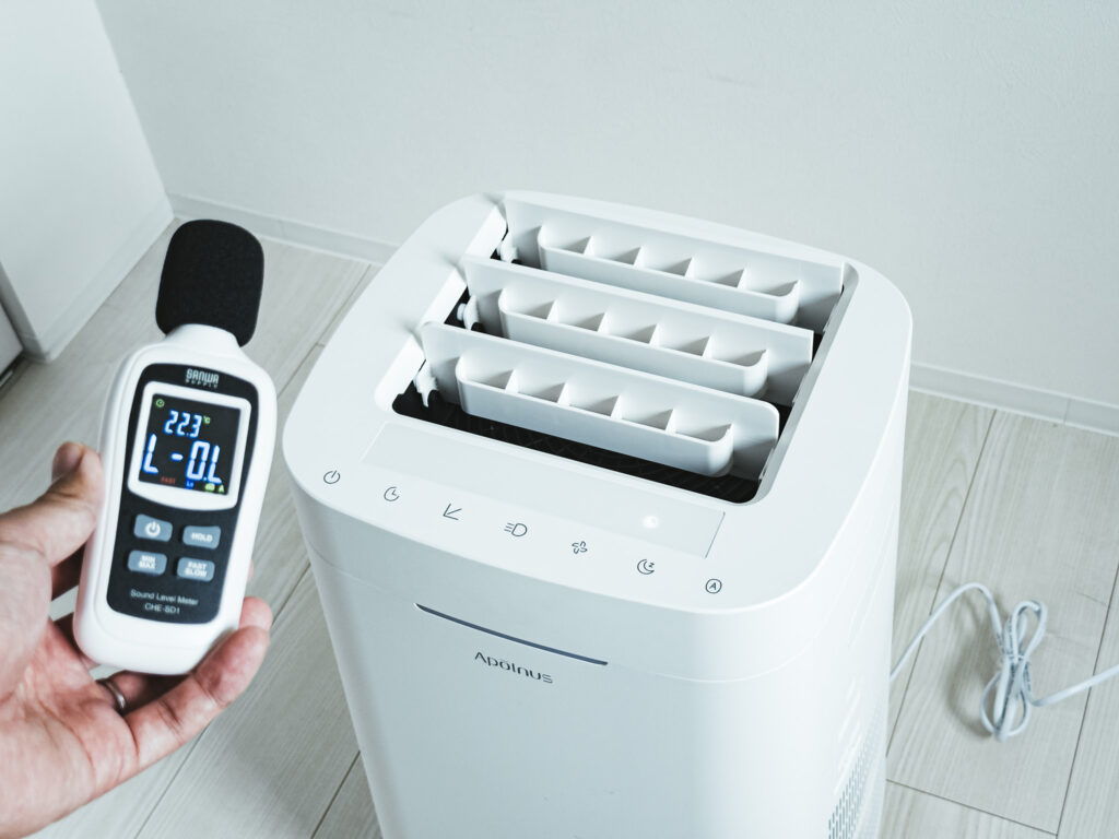 おやすみモードの時の騒音測定の様子