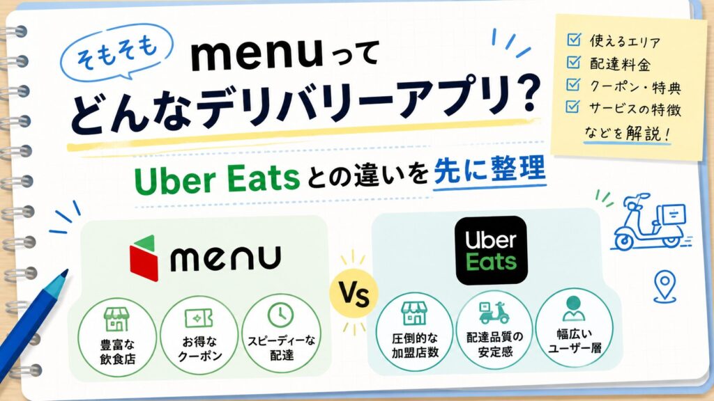 menuデリバリーアプリの概要｜Uber Eatsとの違いを解説する図